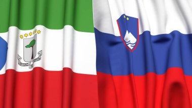 Eşitlikçi Guinea ve SLOVENIA bayrakları gerçekçi kumaş dokusuyla