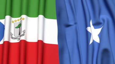 Eşitlikçi Guinea bayrakları ve gerçekçi kumaş dokusuna sahip SOMALYA