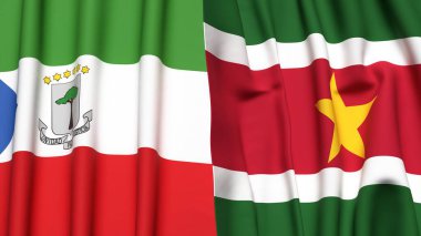 Eşitlikçi Guinea bayrakları ve gerçekçi kumaş dokusuna sahip SURINAME