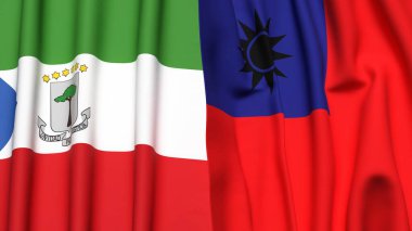 Gerçek kumaş dokusuna sahip Eşitlikçi Guinea ve Tayvan bayrakları