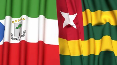 Gerçek kumaş dokusuna sahip Eşitlikçi Guinea ve TOGO bayrakları