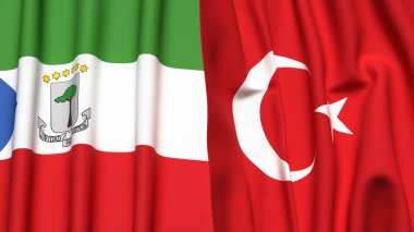 Eşitlikçi Guinea ve Turkey bayrakları gerçekçi kumaş dokusuyla