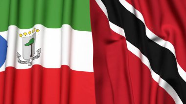 Gerçek kumaş dokusuna sahip Eşitlikçi Guinea ve TRINIDAD bayrakları