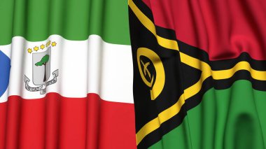 Gerçek kumaş dokusuna sahip Eşitlikçi Guinea ve VANUATU bayrakları