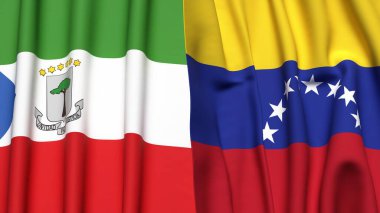 Gerçek kumaş dokusuna sahip Eşitlikçi Guinea ve Venezuela bayrakları