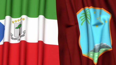 Gerçek kumaş dokusuna sahip Eşitlikçi Guinea ve Batı Hint Adaları bayrakları