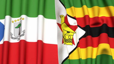 Eşitlikçi Guinea ve ZIMBABWE bayrakları gerçekçi kumaş dokusuyla