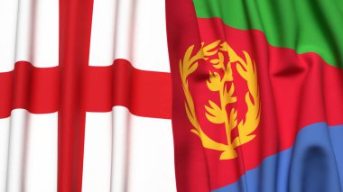 ERITREA ve İngiltere bayrakları gerçekçi kumaş dokusuyla