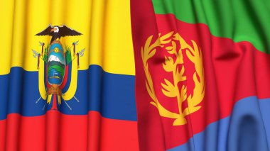 ERITREA ve Ekvador bayrakları gerçekçi kumaş desenli