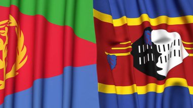 ERITREA ve Eswatini bayrakları gerçekçi kumaş dokusuyla