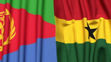 ERITREA ve GHANA bayrakları gerçekçi kumaş dokusuyla