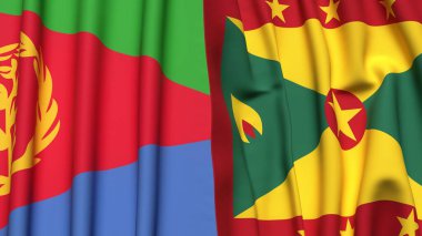 Gerçek kumaş dokusuna sahip ERITREA ve GRENADA bayrakları