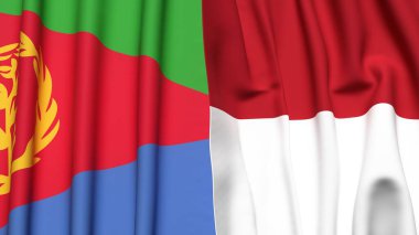 Gerçekçi kumaş dokusuna sahip ERITREA ve INDONEZYA bayrakları