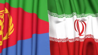 ERITREA ve İRAN bayrakları gerçekçi kumaş dokusuna sahip