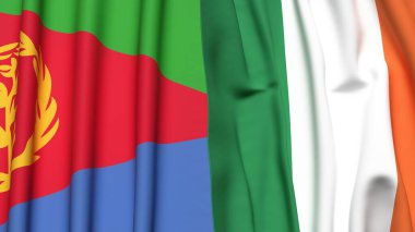 ERITREA ve IRELAND bayrakları gerçekçi kumaş dokusuyla