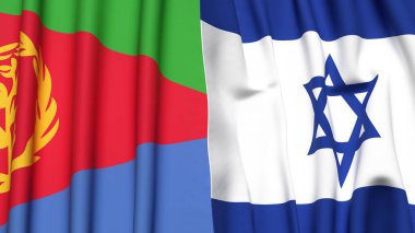 ERITREA ve İsrail bayrakları gerçekçi kumaş dokusuyla