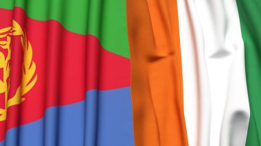 ERITREA Bayrakları ve gerçekçi kumaş dokusuna sahip IVORY Kıyı