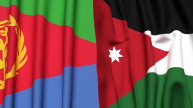ERITREA ve JORDAN bayrakları gerçekçi kumaş dokusuna sahip