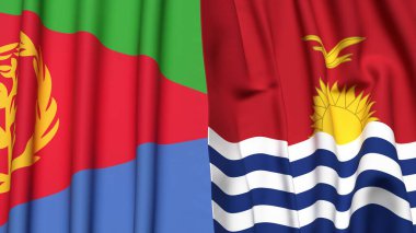 ERITREA ve KIRIBATI bayrakları gerçekçi kumaş dokusuyla