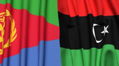 ERITREA ve LIBYA bayrakları gerçekçi kumaş dokusuyla