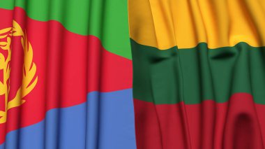 Gerçek kumaş dokusuna sahip ERITREA ve LITHUANIA bayrakları