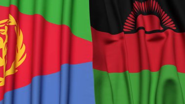 ERITREA ve MALAWI bayrakları gerçekçi kumaş dokusuyla