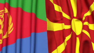 Gerçek kumaş dokusuna sahip ERITREA ve MACEDONIA bayrakları
