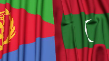 ERITREA ve MALDIVES bayrakları gerçekçi kumaş dokusuyla