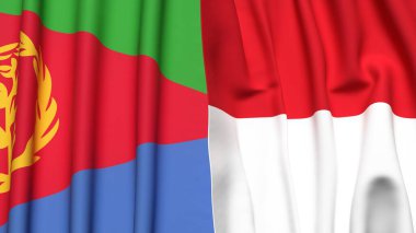 Gerçek kumaş dokusuna sahip ERITREA ve Monako bayrakları