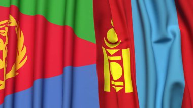 ERITREA ve Mongolya bayrakları gerçekçi kumaş dokusuna sahiptir.