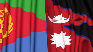 ERITREA ve NEPAL bayrakları gerçekçi kumaş dokusuyla