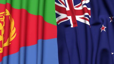 ERITREA ve YENİ ZEALAND bayrakları gerçekçi kumaş dokusuyla