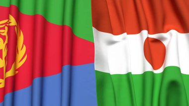ERITREA Bayrakları ve gerçekçi kumaş dokusuna sahip NIGER
