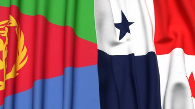 ERITREA ve Panama bayrakları gerçekçi kumaş dokusuyla