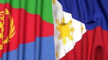 ERITREA ve PHILIPPINES bayrakları gerçekçi kumaş dokusuyla