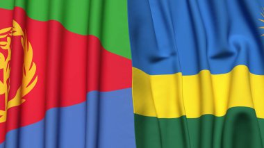 ERITREA ve Rwanda bayrakları gerçekçi kumaş dokusuyla