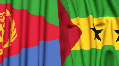 ERITREA ve SAO TOME bayrakları gerçekçi kumaş dokusuyla
