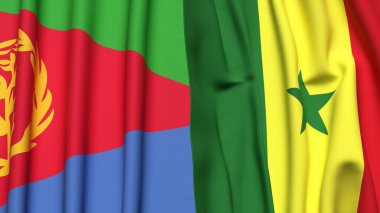 ERITREA ve SENEGAL bayrakları gerçekçi kumaş dokusuyla