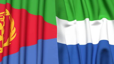 ERITREA ve SIERRA LEONE bayrakları gerçekçi kumaş dokusuyla