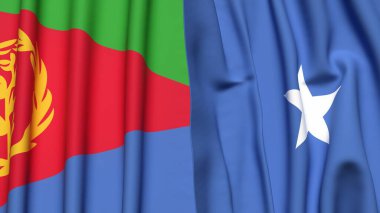 ERITREA ve SOMALYA bayrakları gerçekçi kumaş dokusuyla
