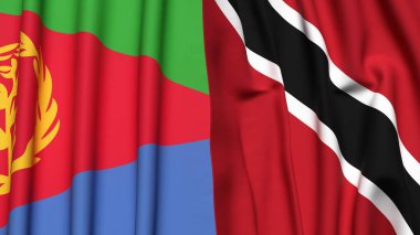 Gerçekçi kumaş dokusuna sahip ERITREA ve TRINIDAD bayrakları
