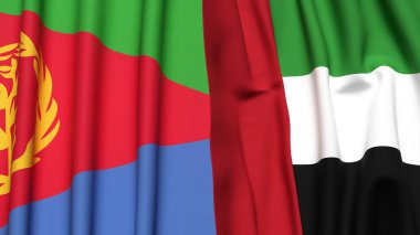 ERITREA ve BAE bayrakları gerçekçi kumaş dokusuyla