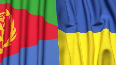 ERITREA ve UKRAINE bayrakları gerçekçi kumaş dokusuyla