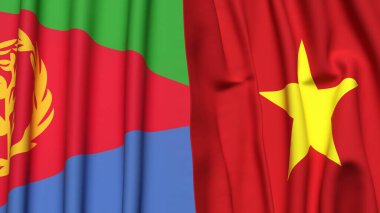 ERITREA ve VİETNAM bayrakları gerçekçi kumaş dokusuyla