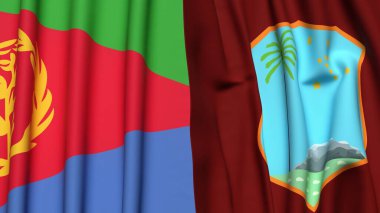ERITREA ve Batı Hint Adaları bayrakları gerçekçi kumaş dokusuyla