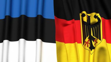 Estonya ve Almanya 'nın gerçekçi kumaş dokusuna sahip bayrakları