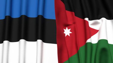 Estonya ve JORDAN bayrakları gerçekçi kumaş dokusuna sahip