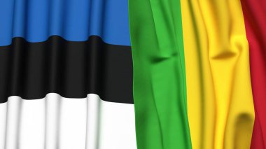 Estonya bayrakları ve gerçekçi kumaş dokusuna sahip MALI