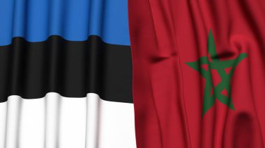 Estonya ve MoroCCO bayrakları gerçekçi kumaş dokusuyla