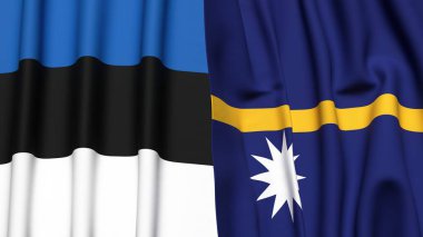 Estonya ve NAURU bayrakları gerçekçi kumaş dokusuna sahip